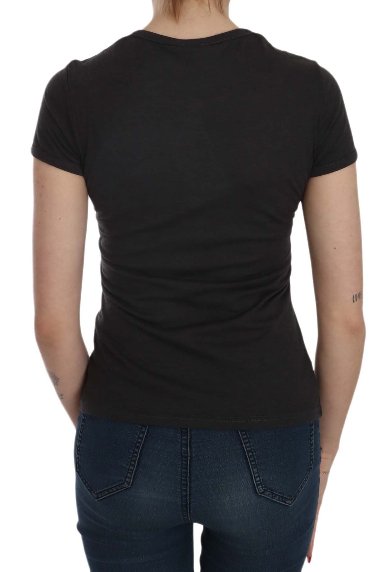 Exte Black Hearts Print Short Sleeve Casual Shirt Top Exte