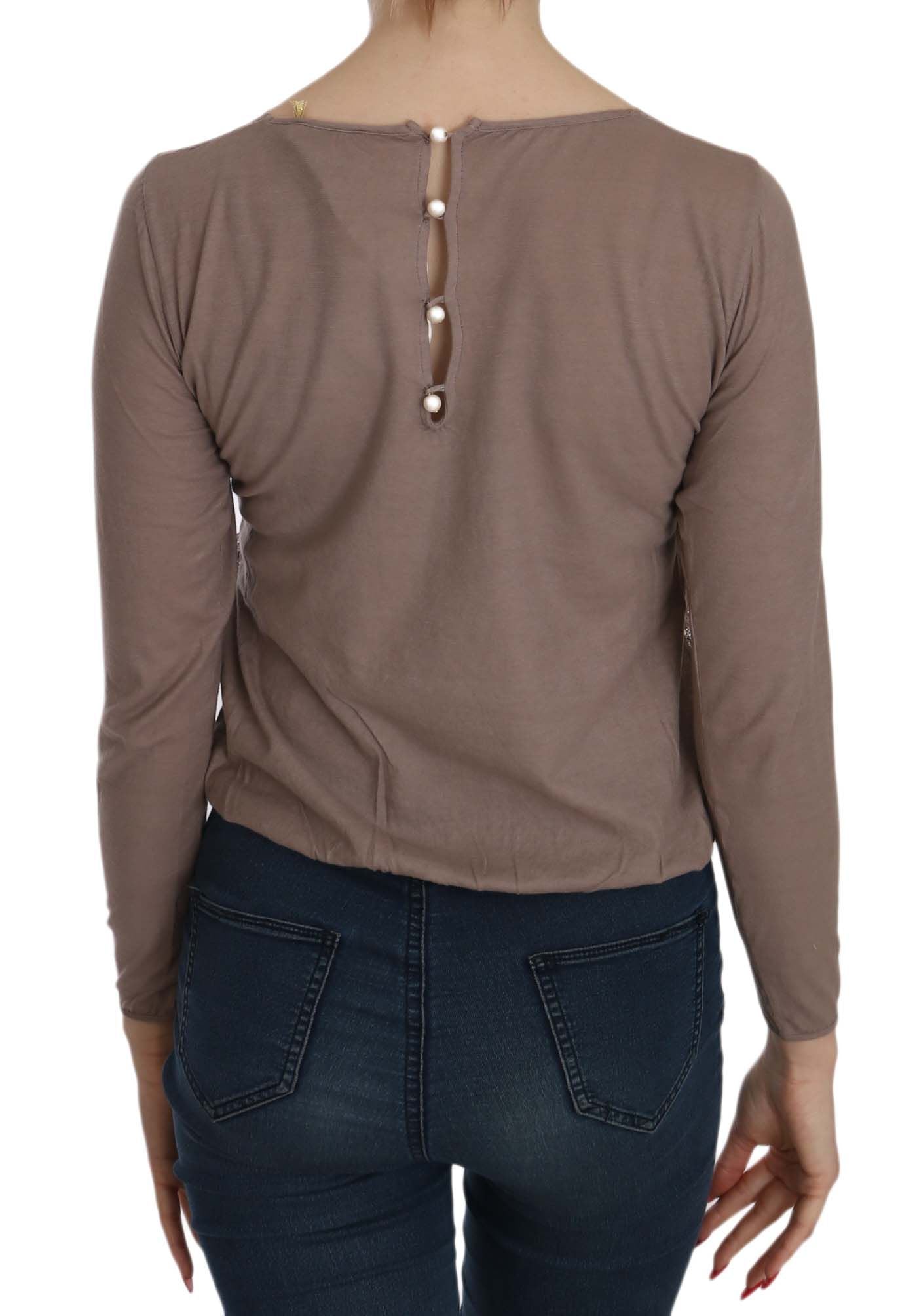 PINK MEMORIES Brown Lace See Through Long Sleeve Top PINK MEMORIES