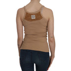PINK MEMORIES Beige Sleeveless Spaghetti Strap Tank Blouse
