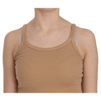 PINK MEMORIES Beige Sleeveless Spaghetti Strap Tank Blouse