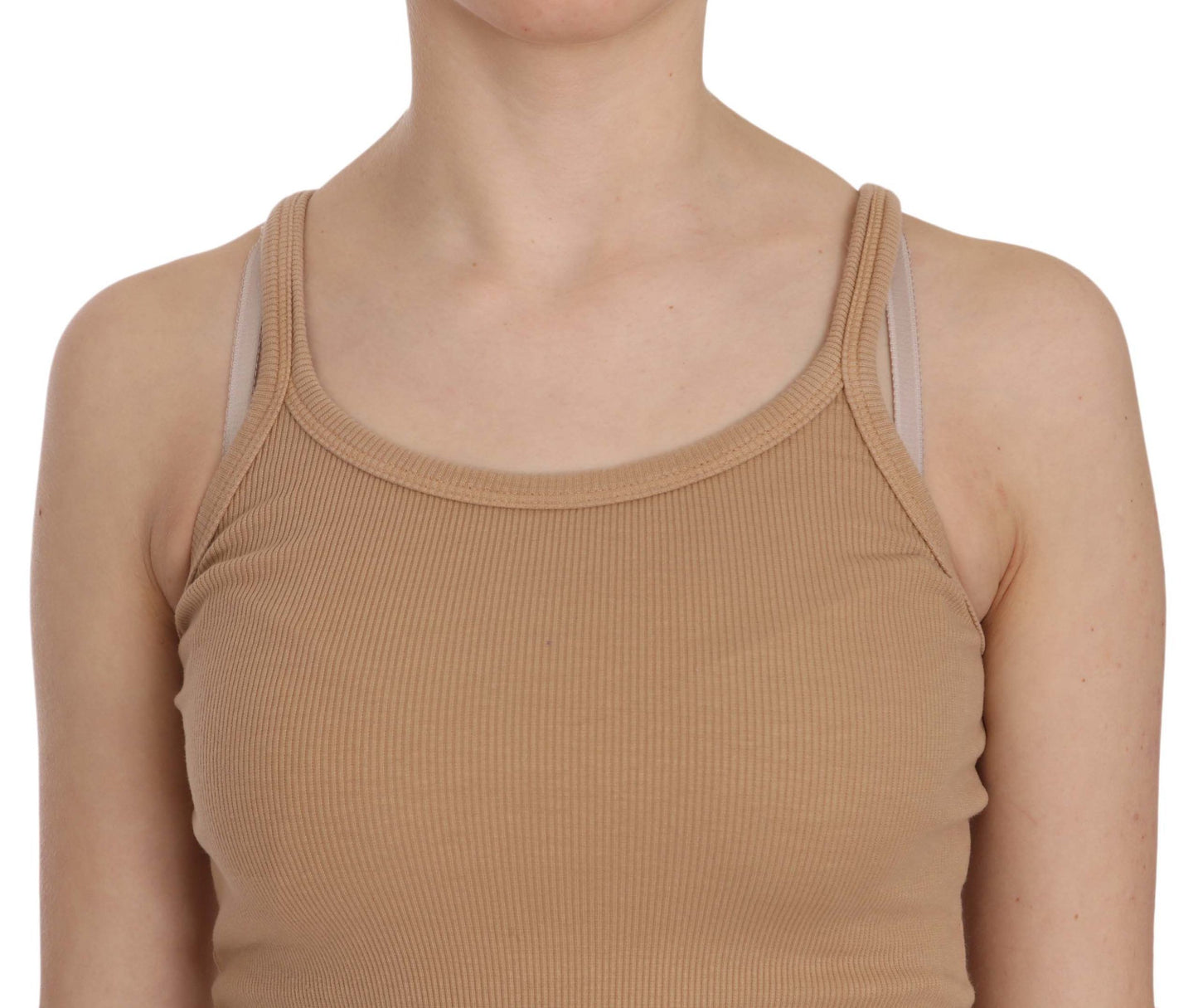 PINK MEMORIES Beige Sleeveless Spaghetti Strap Tank Blouse PINK MEMORIES