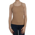 PINK MEMORIES Beige Sleeveless Spaghetti Strap Tank Blouse