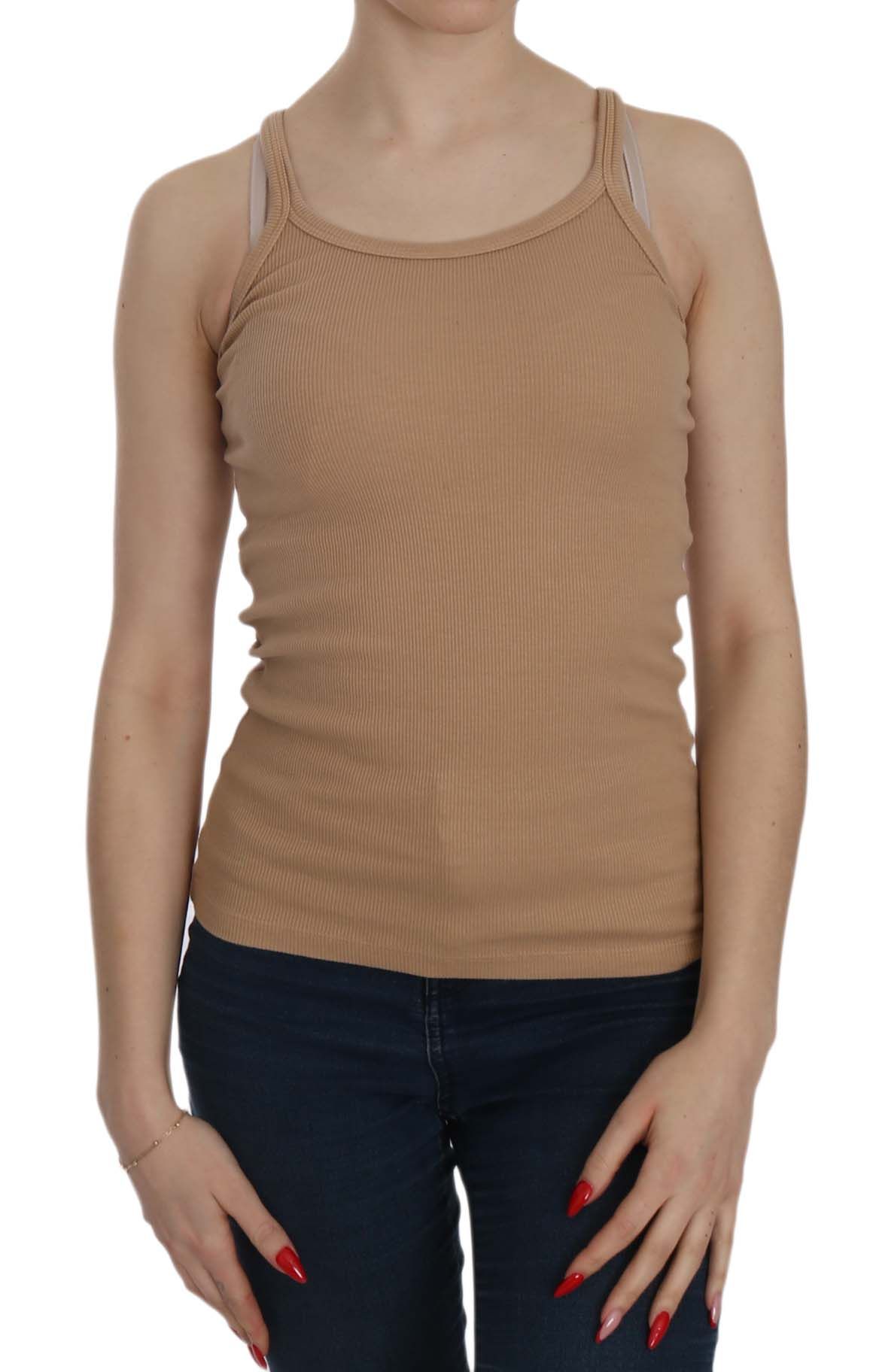 PINK MEMORIES Beige Sleeveless Spaghetti Strap Tank Blouse PINK MEMORIES
