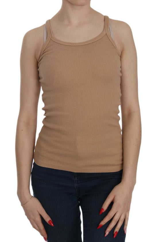 PINK MEMORIES Beige Sleeveless Spaghetti Strap Tank Blouse PINK MEMORIES