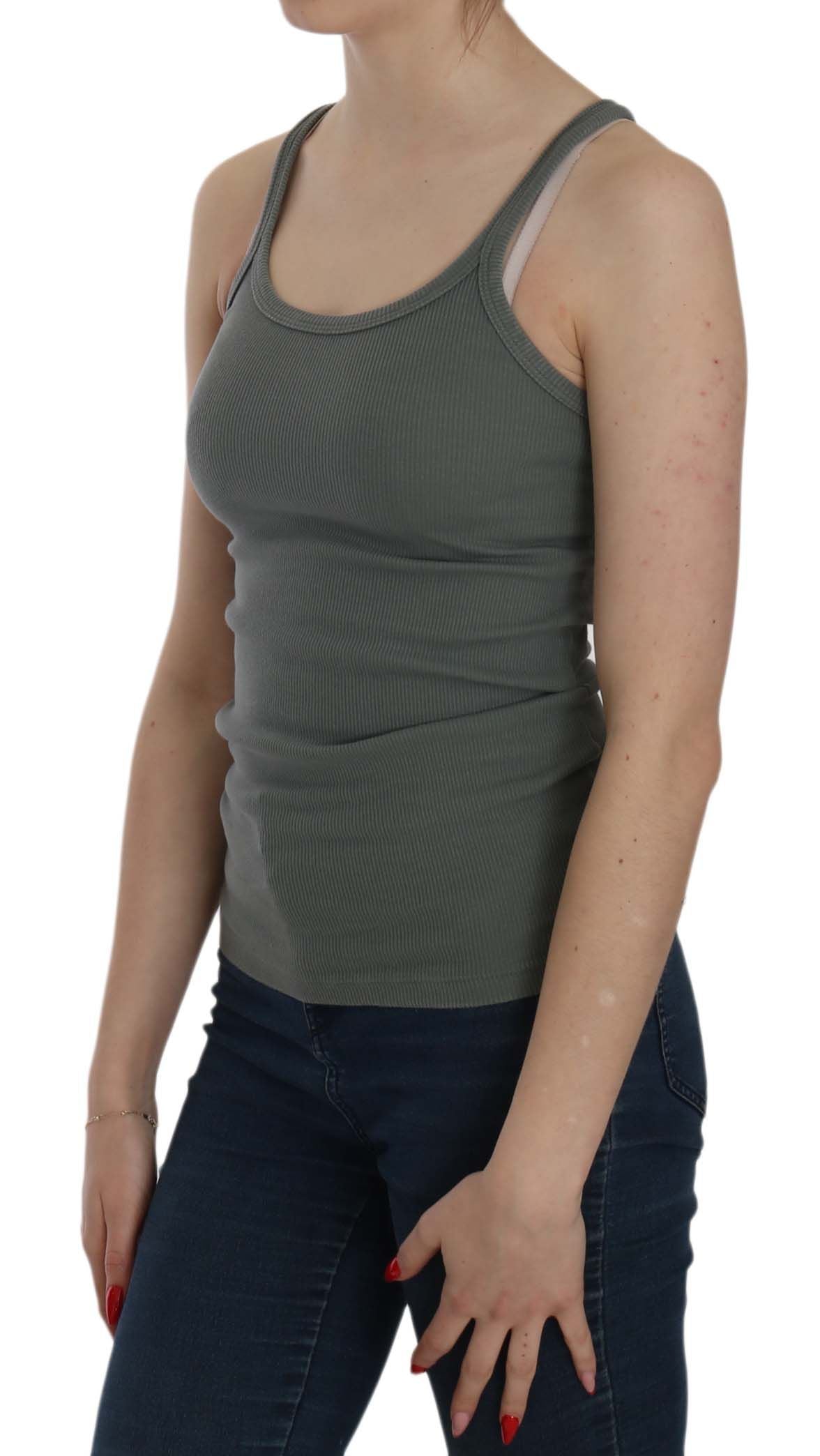 PINK MEMORIES Green Sleeveless Spaghetti Tank T-Shirt Blouse PINK MEMORIES