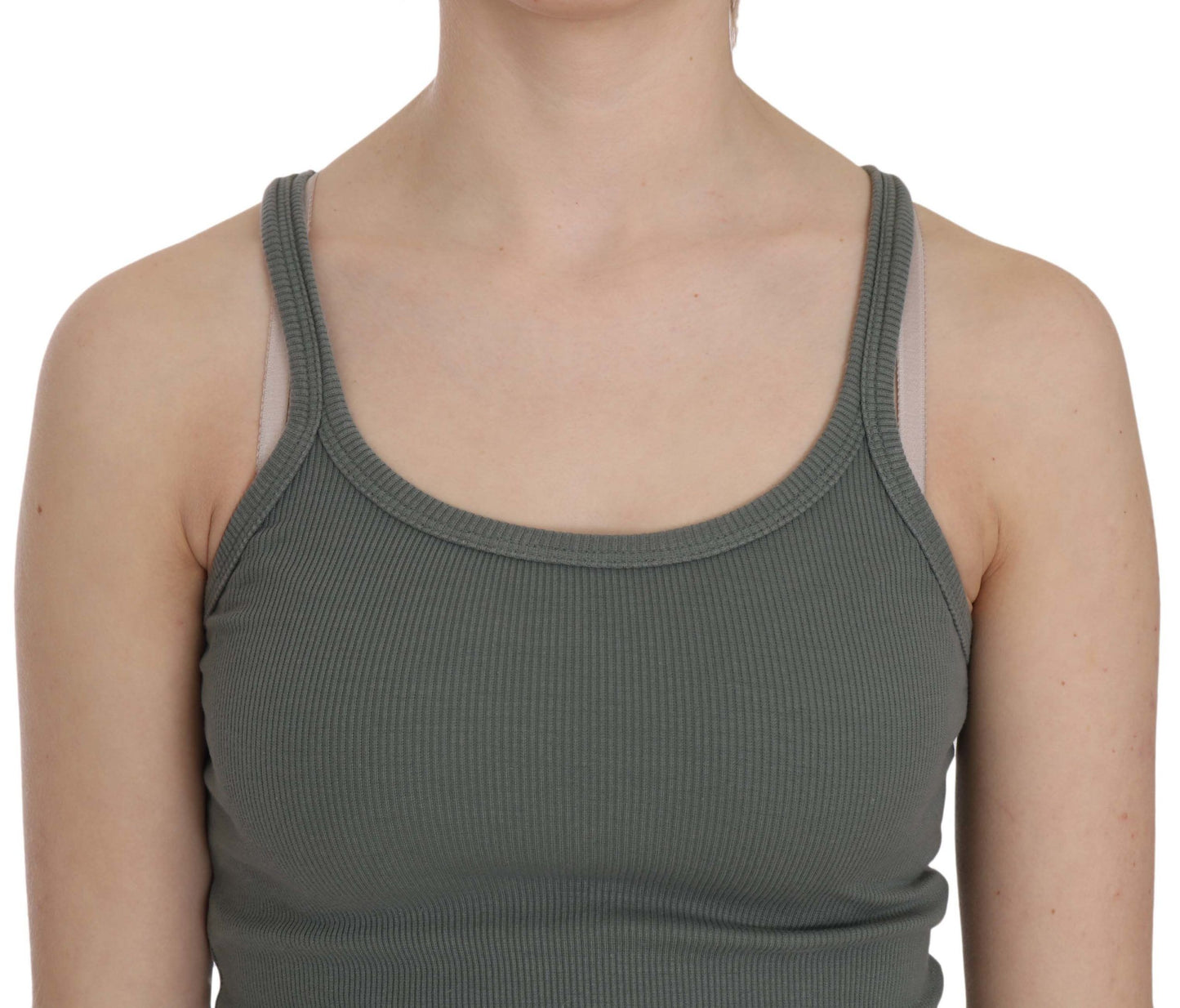 PINK MEMORIES Green Sleeveless Spaghetti Tank T-Shirt Blouse PINK MEMORIES
