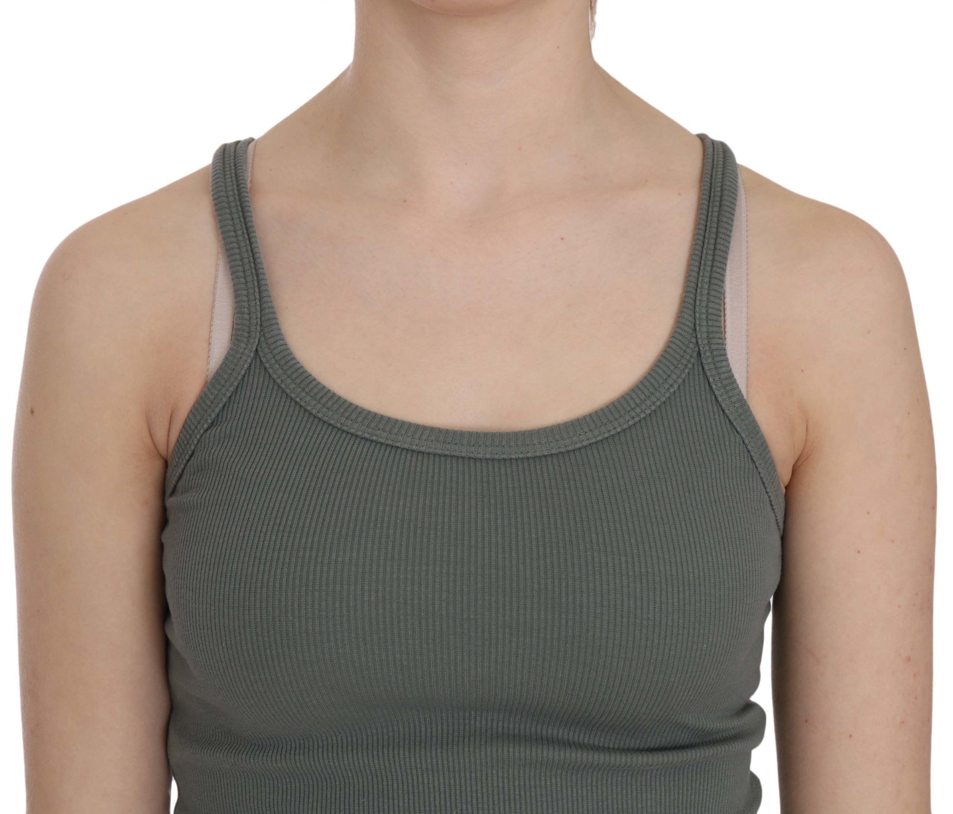 PINK MEMORIES Green Sleeveless Spaghetti Tank T-Shirt Blouse PINK MEMORIES