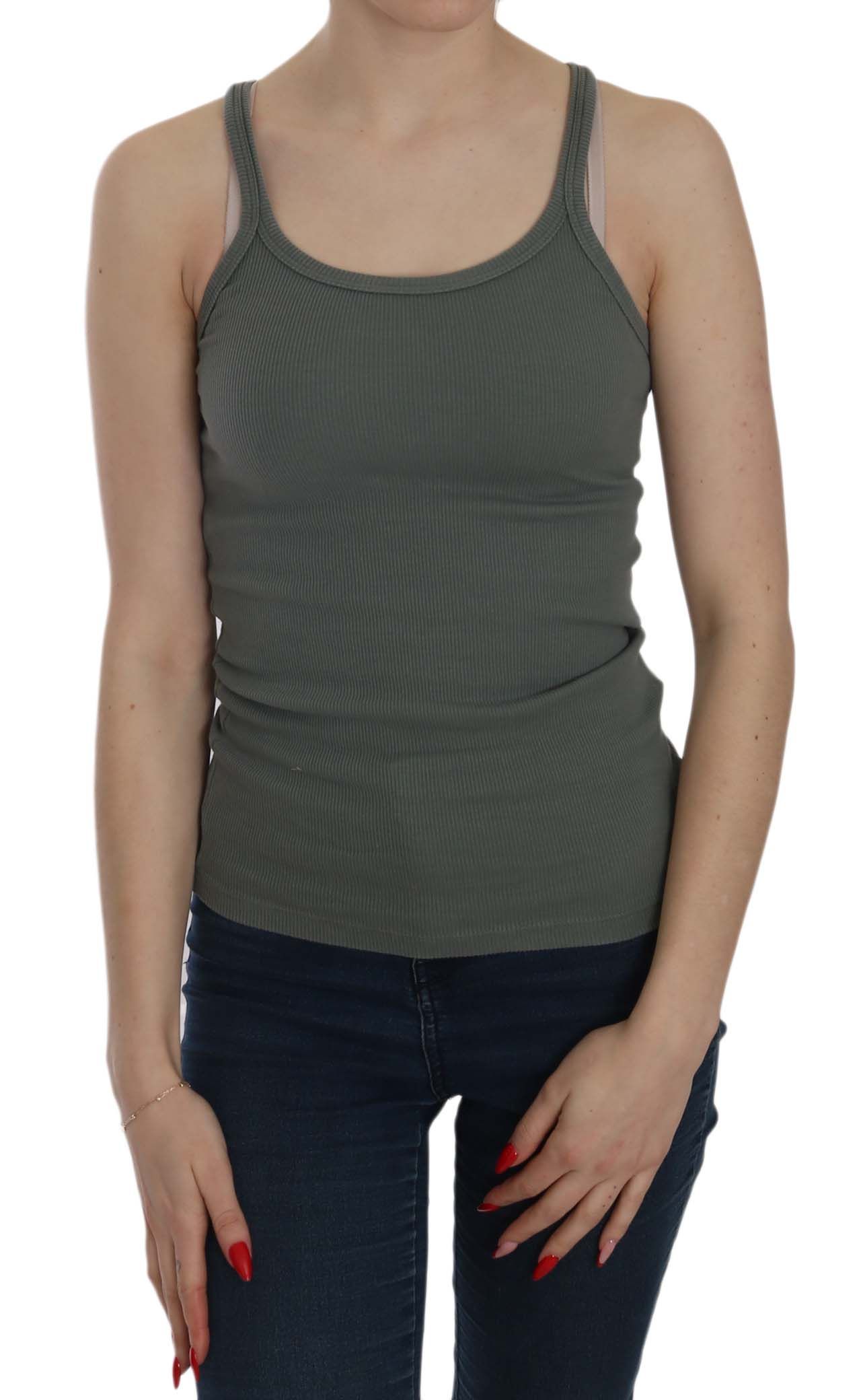 PINK MEMORIES Green Sleeveless Spaghetti Tank T-Shirt Blouse PINK MEMORIES