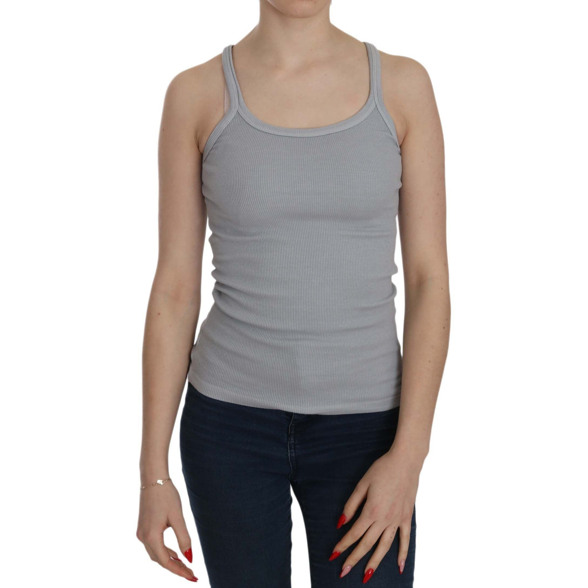 PINK MEMORIES Light Grey Sleeveless Spaghetti Strap Blouse