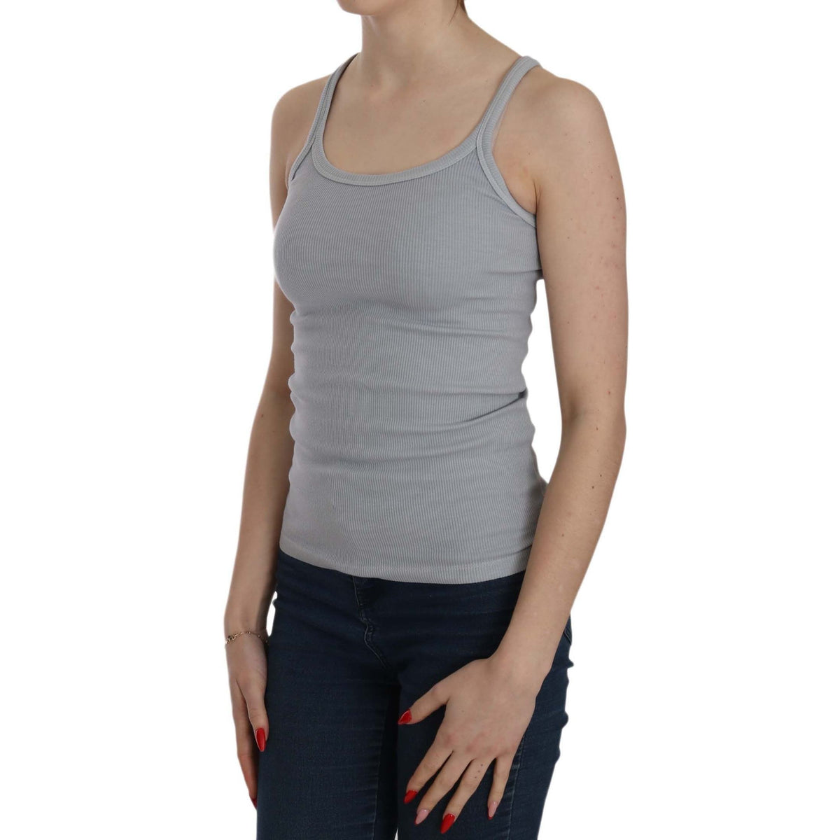 PINK MEMORIES Light Grey Sleeveless Spaghetti Strap Blouse