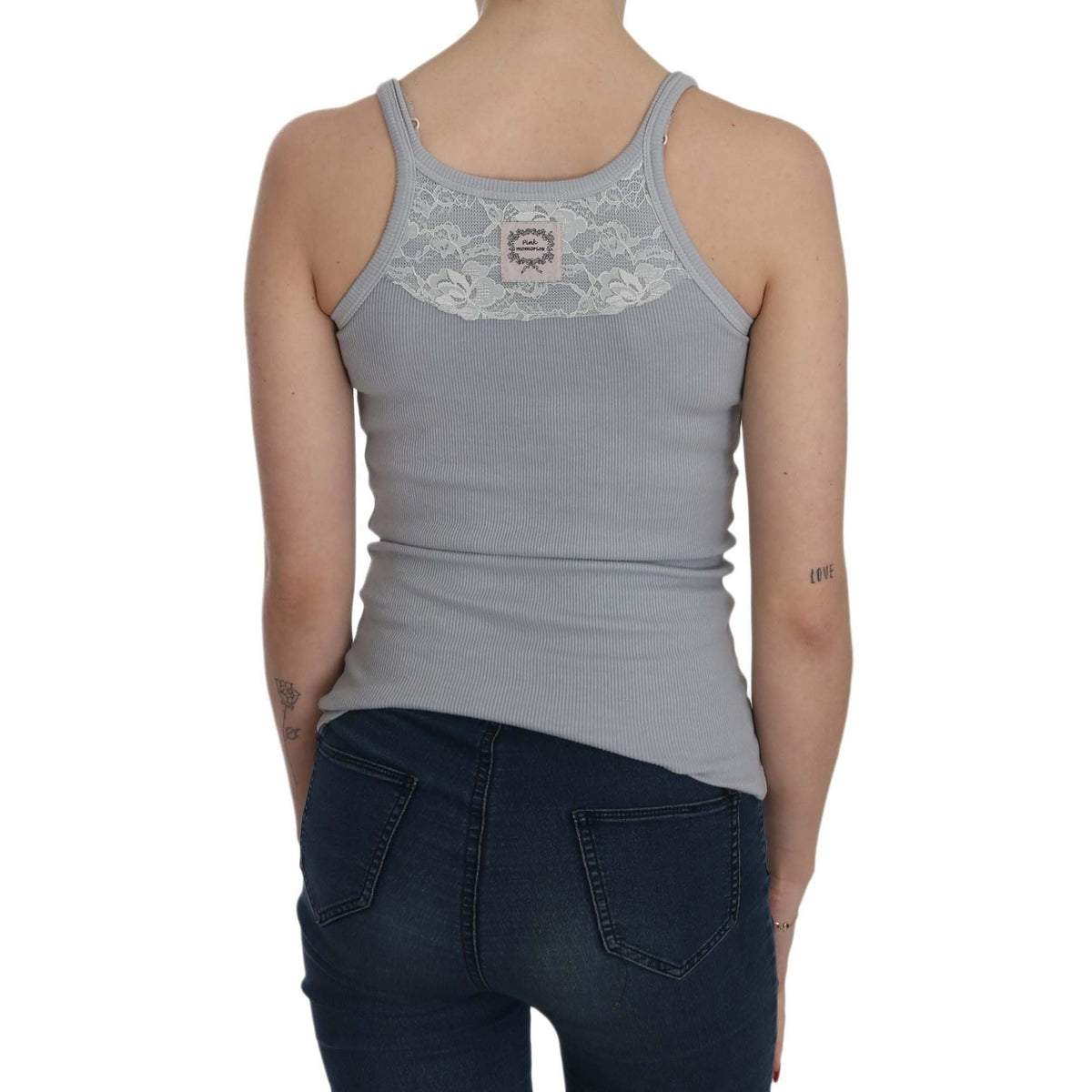 PINK MEMORIES Light Grey Sleeveless Spaghetti Strap Blouse