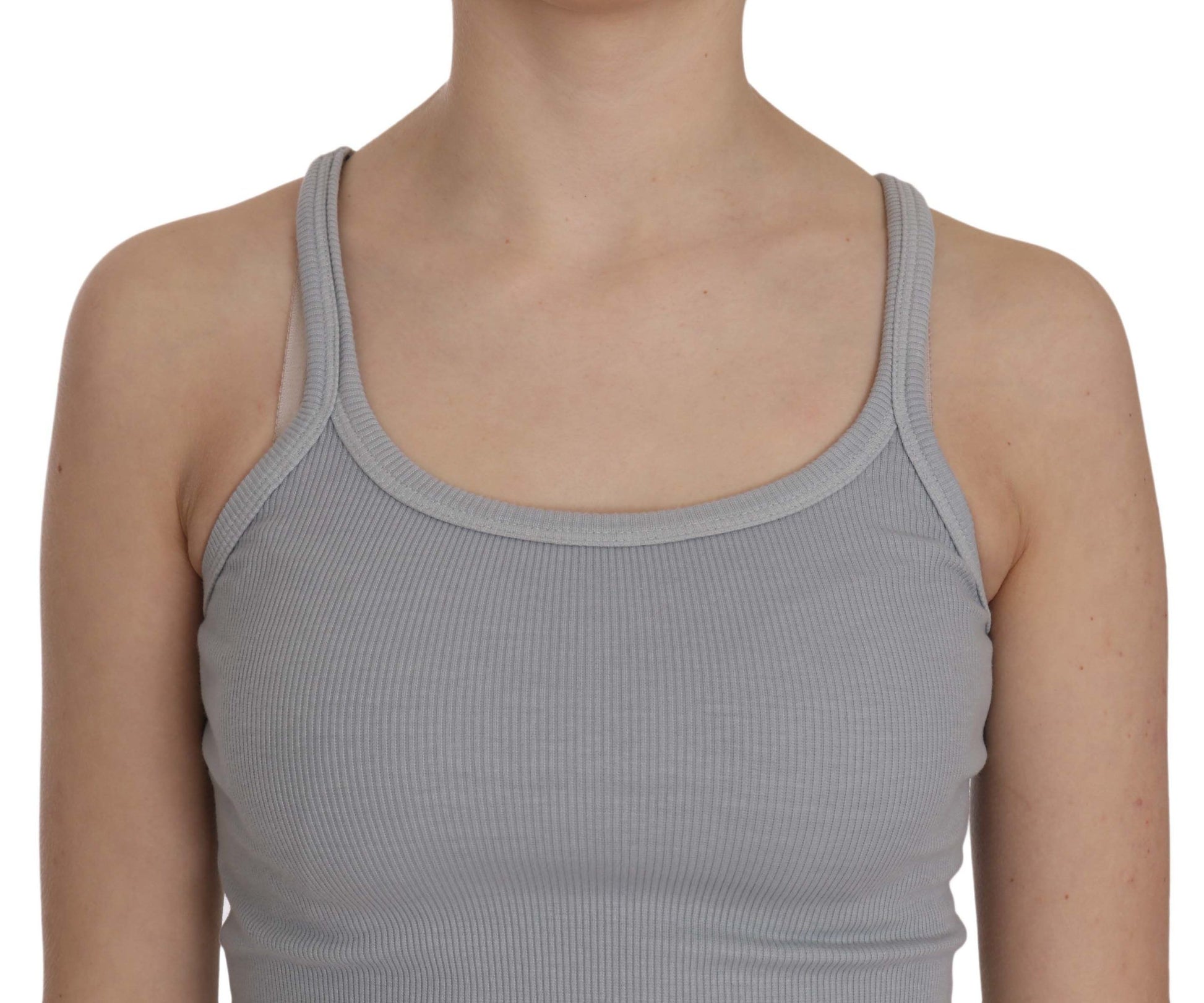 PINK MEMORIES Light Grey Sleeveless Spaghetti Strap Blouse PINK MEMORIES