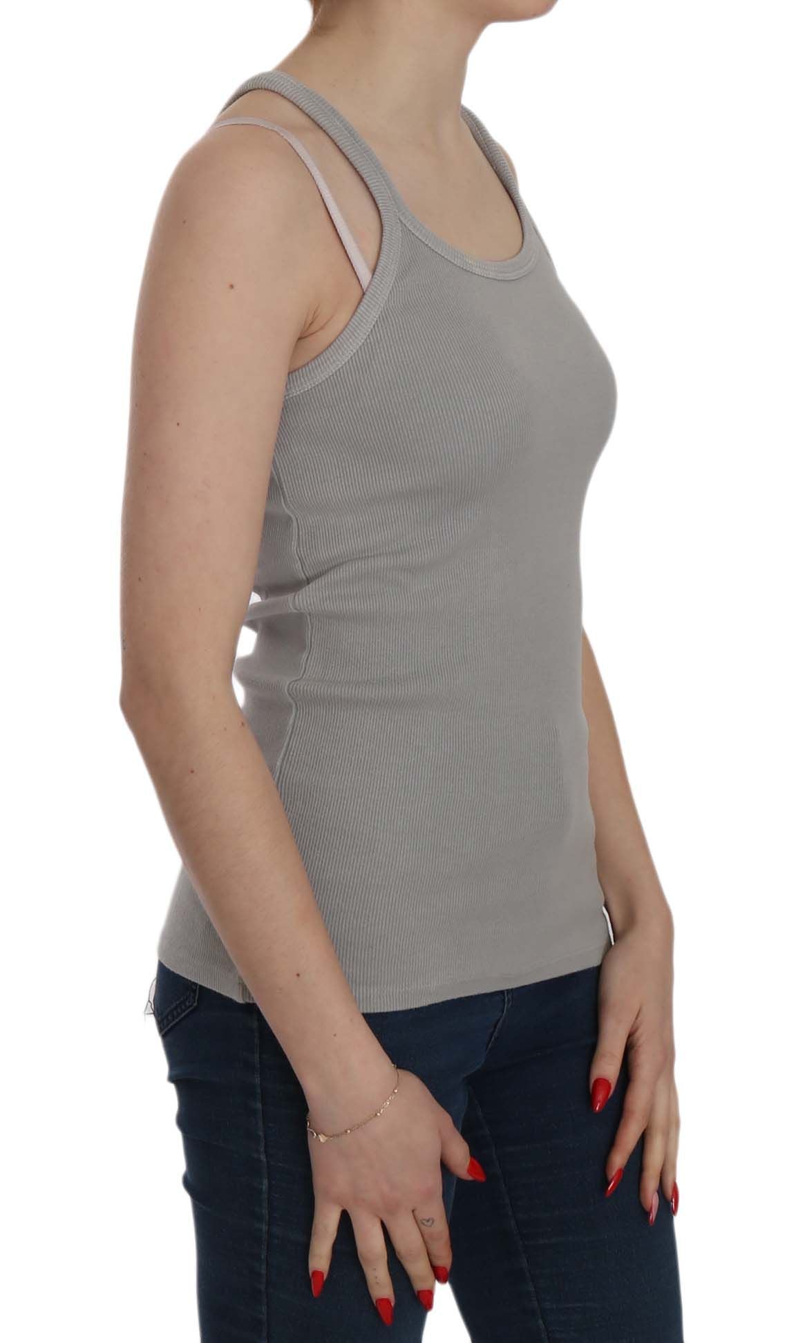 PINK MEMORIES Grey Sleeveless Spaghetti Strap Shirt PINK MEMORIES
