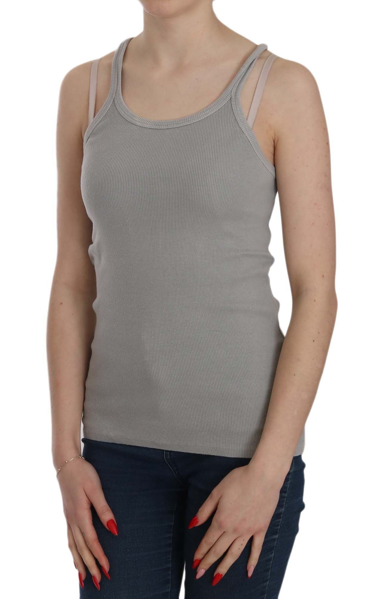 PINK MEMORIES Grey Sleeveless Spaghetti Strap Shirt PINK MEMORIES