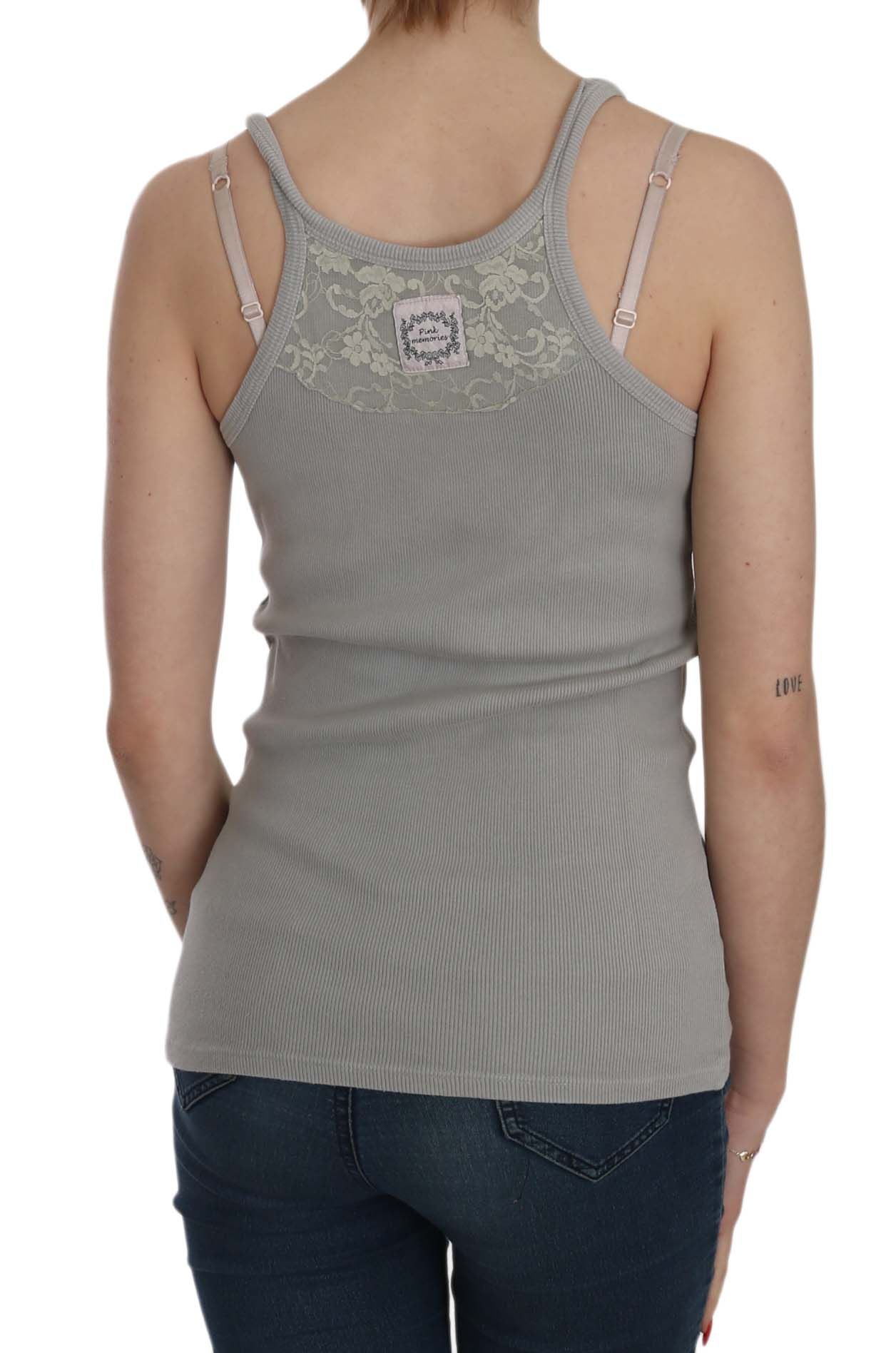 PINK MEMORIES Grey Sleeveless Spaghetti Strap Shirt PINK MEMORIES