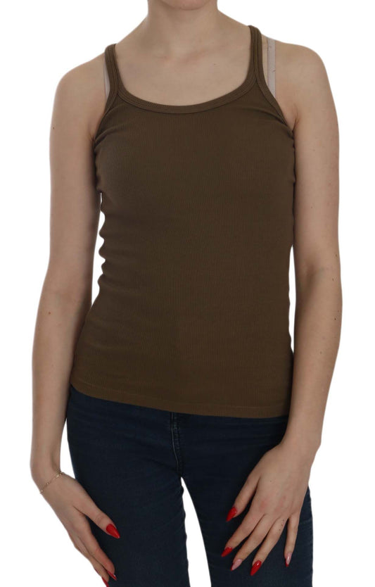 PINK MEMORIES Brown Sleeveless Spaghetti Strap Blouse Top PINK MEMORIES