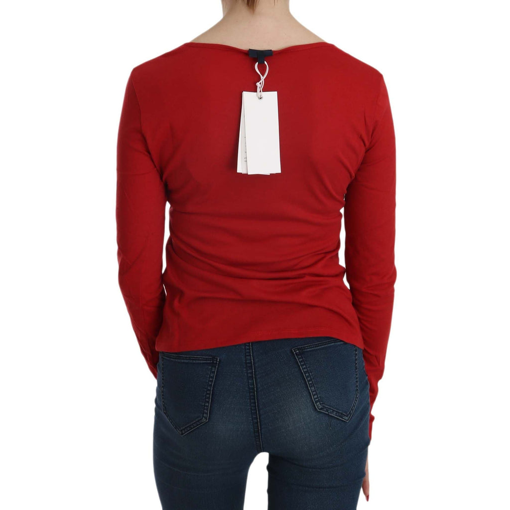 Exte Red Crystal Embellished Long Sleeve Blouse