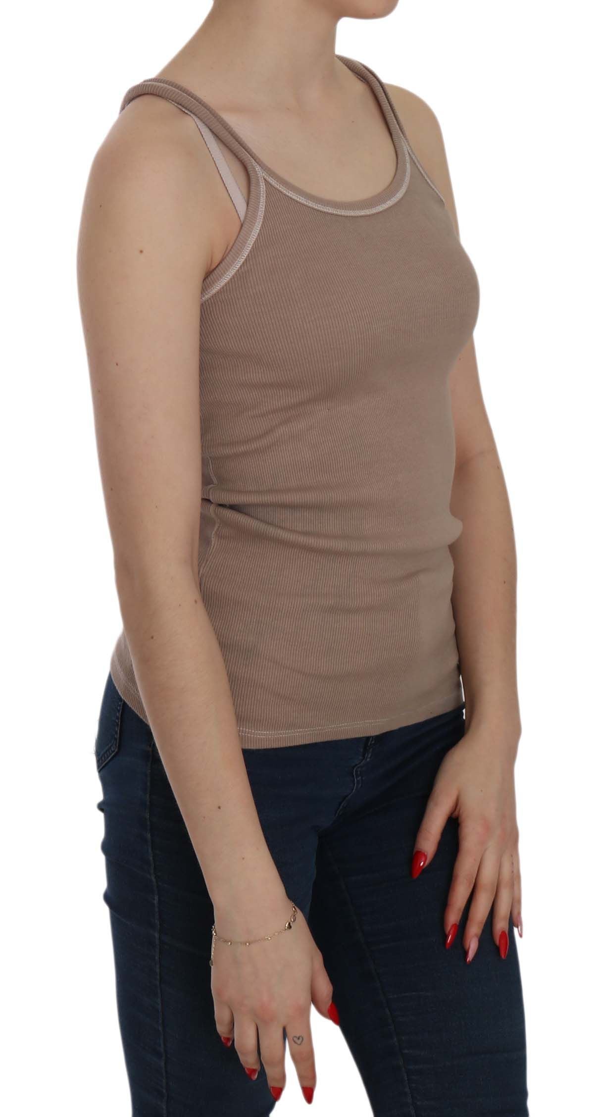 PINK MEMORIES Brown Sleeveless Spaghetti Strap Tank Blouse PINK MEMORIES