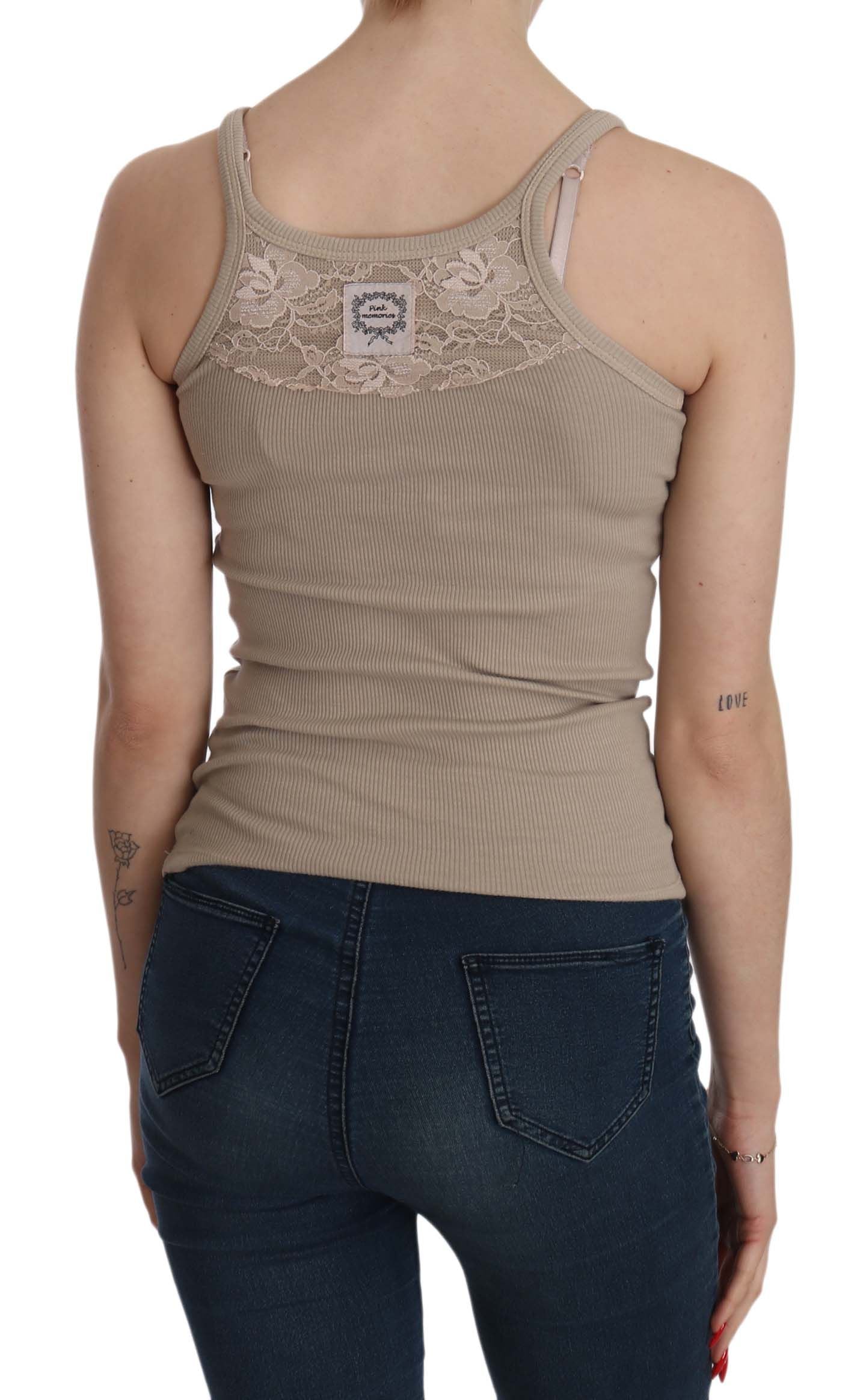 PINK MEMORIES Brown Sleeveless Spaghetti Strap Top Blouse PINK MEMORIES