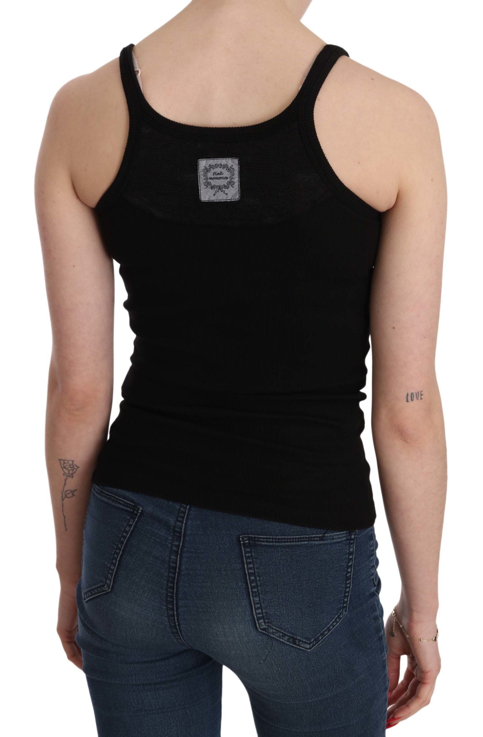 PINK MEMORIES Black Sleeveless Spaghetti Strap Blouse PINK MEMORIES