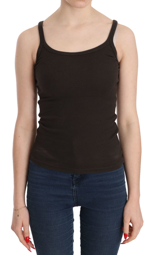 PINK MEMORIES Dark Brown Sleeveless Spaghetti Strap Blouse PINK MEMORIES