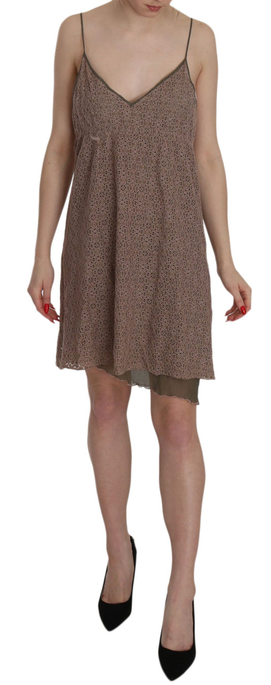 PINK MEMORIES Cotton Green Spaghetti Strap A-line Mini Dress PINK MEMORIES