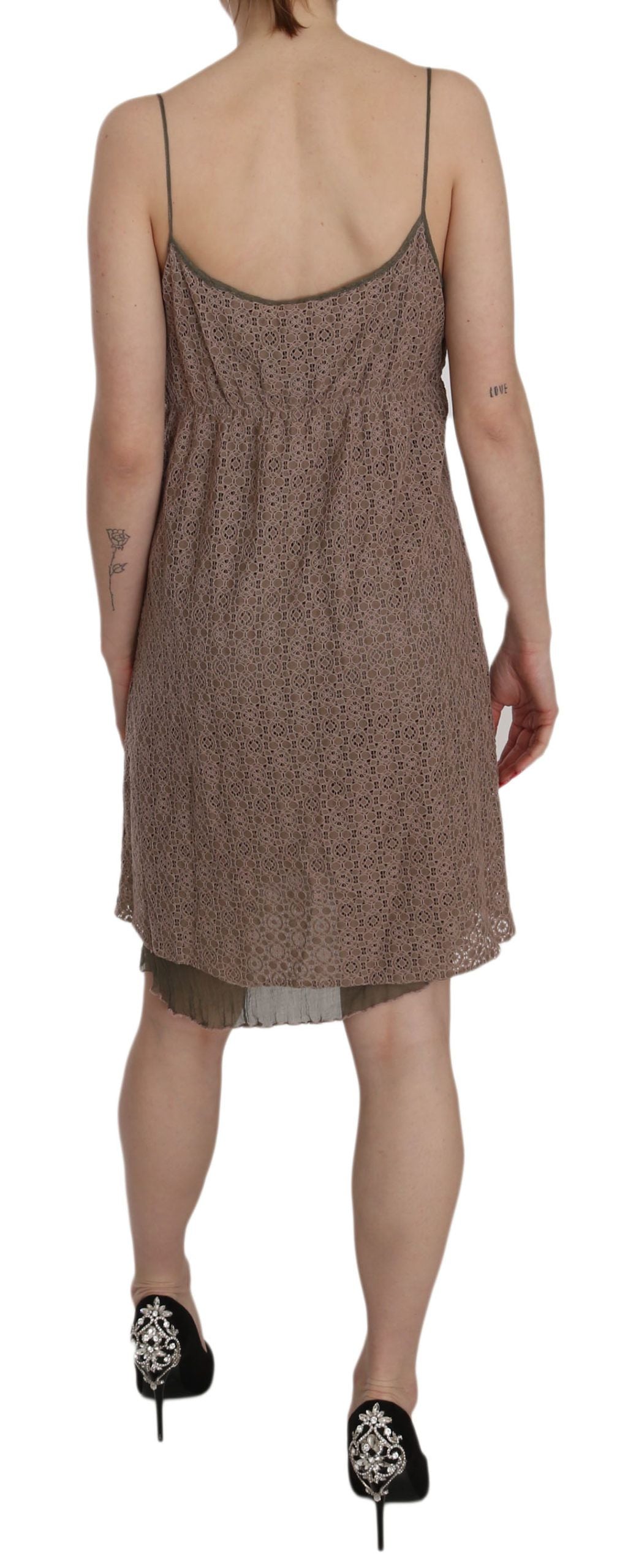 PINK MEMORIES Cotton Green Spaghetti Strap A-line Mini Dress PINK MEMORIES