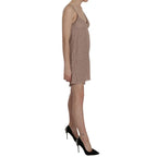 PINK MEMORIES Beige Spaghetti Strap A-line Mini Cotton Dress