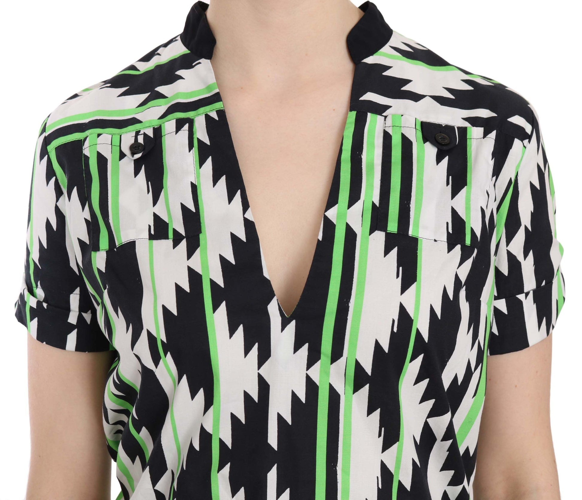 Costume National Multi Color Plunging Top Blouse Costume National