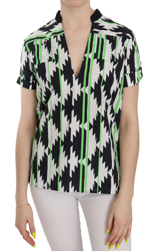 Costume National Multi Color Plunging Top Blouse Costume National