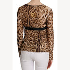 Roberto Cavalli Brown Round Neck Leopard Women Top Blouse