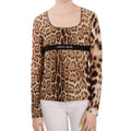 Roberto Cavalli Brown Round Neck Leopard Women Top Blouse