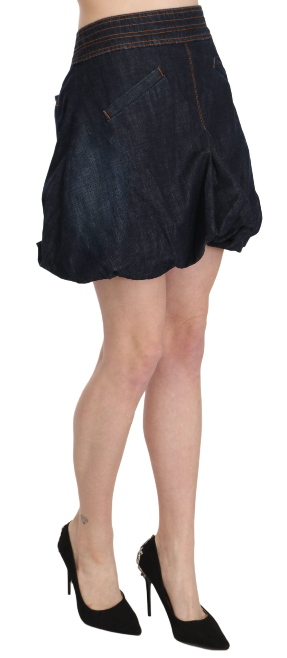 Exte Blue Jeans Denim Cotton Stretch A-line Mini Exte