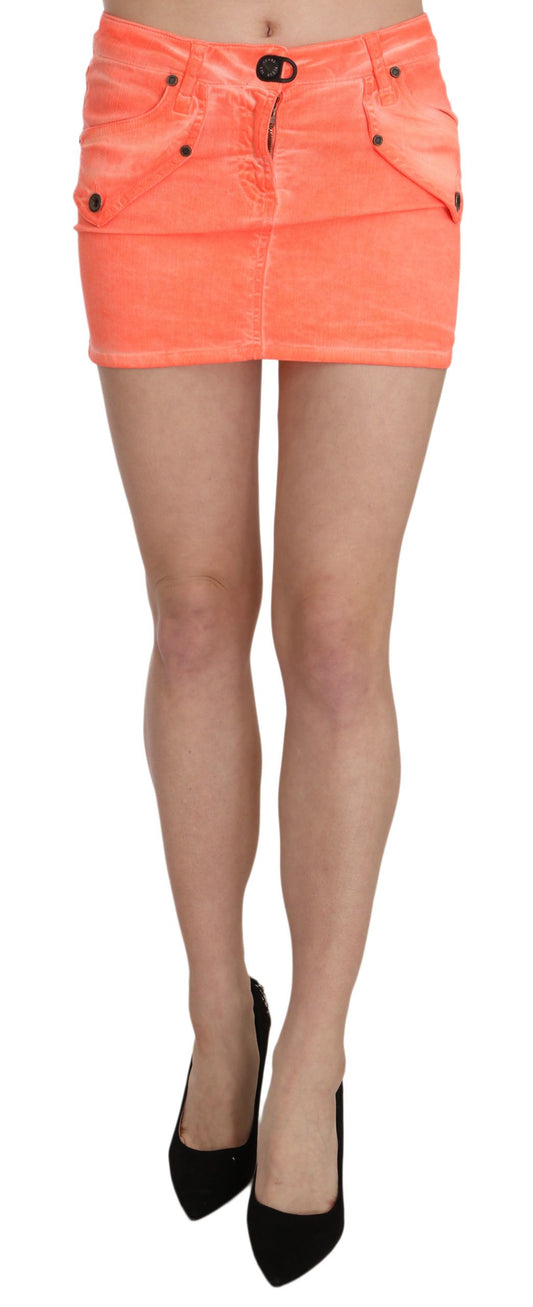 PLEIN SUD Orange Cotton Stretch Casual Mini Skirt PLEIN SUD
