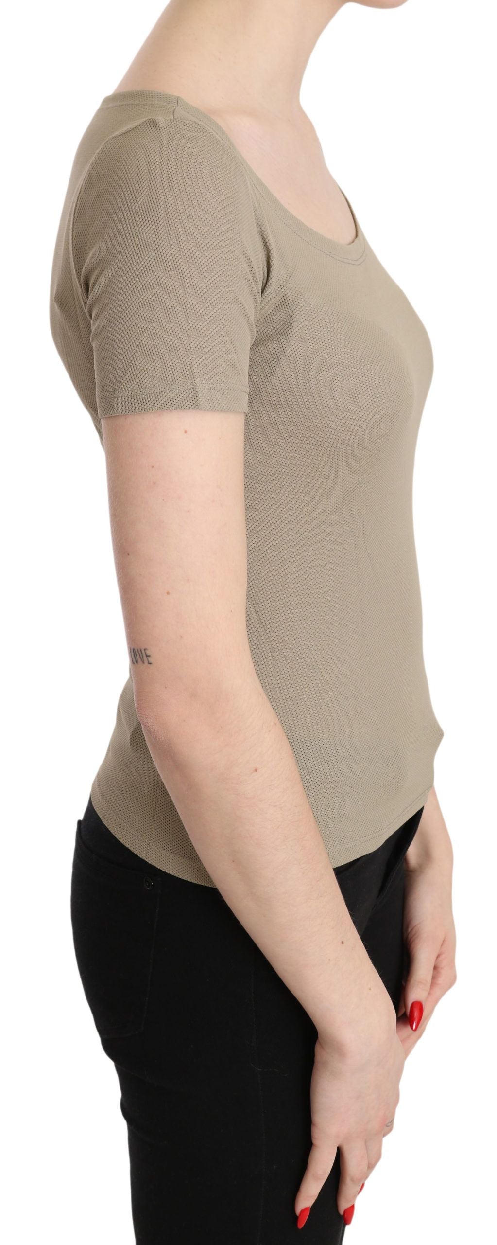 GF Ferre Gray 100% Nylon Short Sleeve Casual Tank Top Blouse GF Ferre