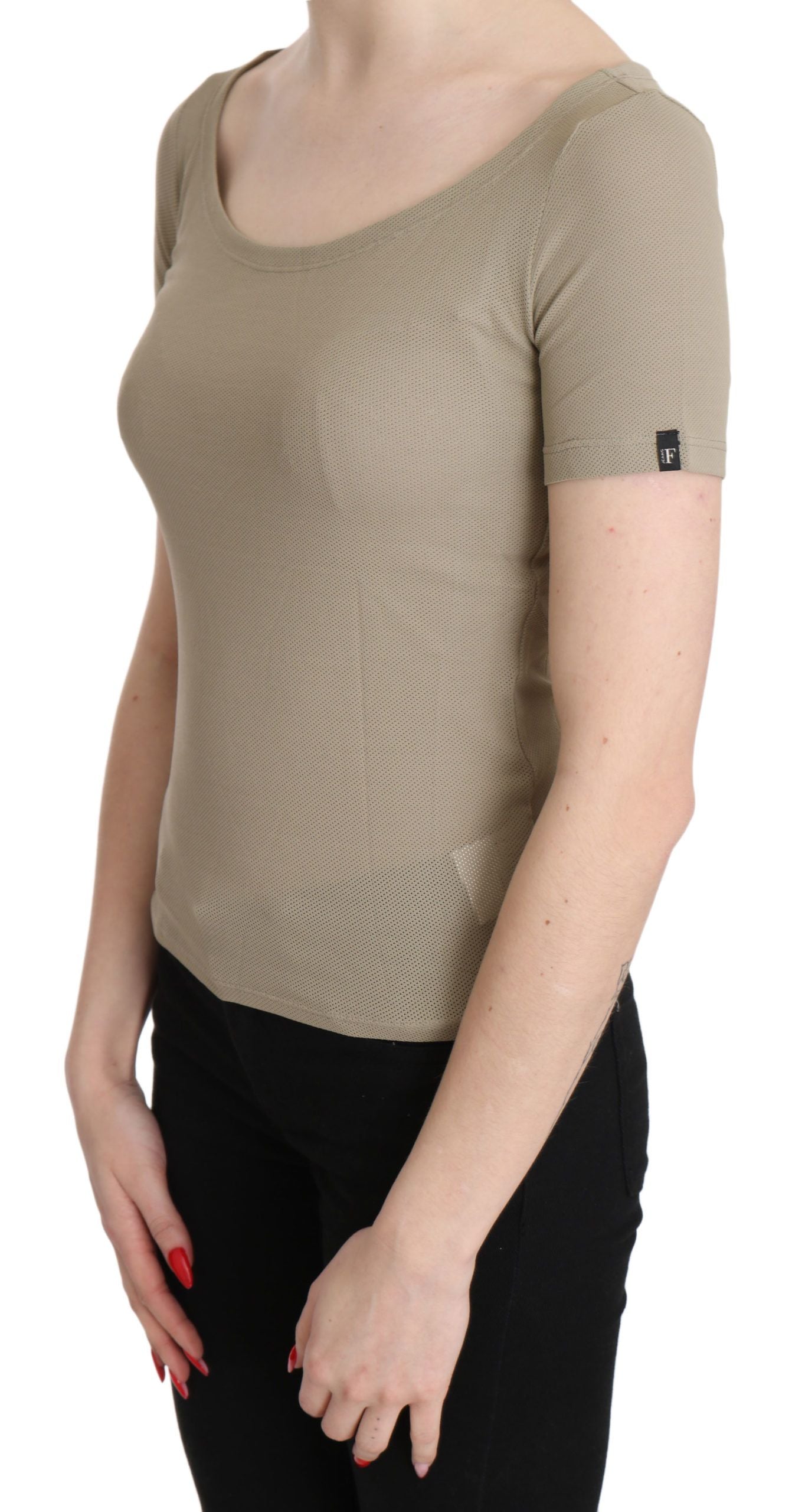 GF Ferre Gray 100% Nylon Short Sleeve Casual Tank Top Blouse GF Ferre