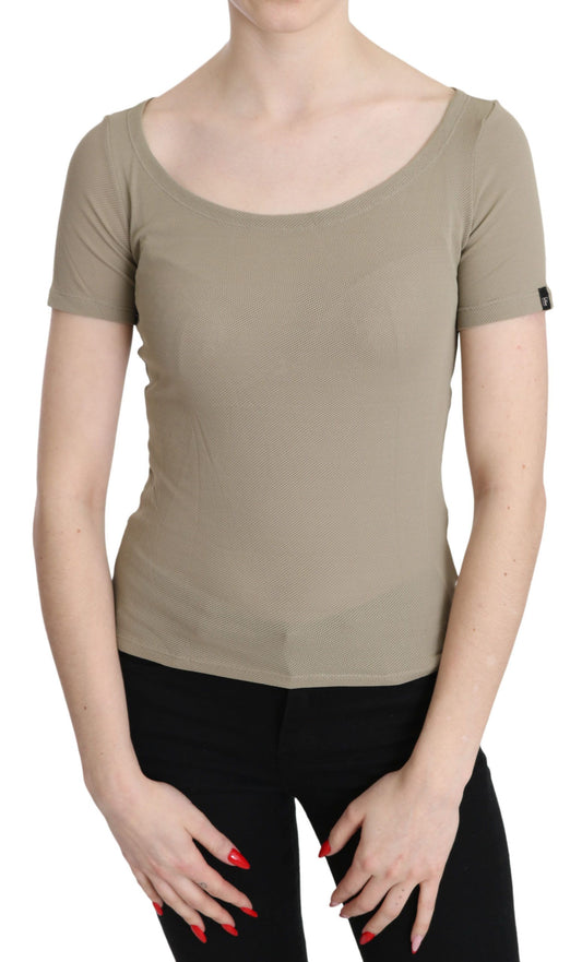 GF Ferre Gray 100% Nylon Short Sleeve Casual Tank Top Blouse GF Ferre