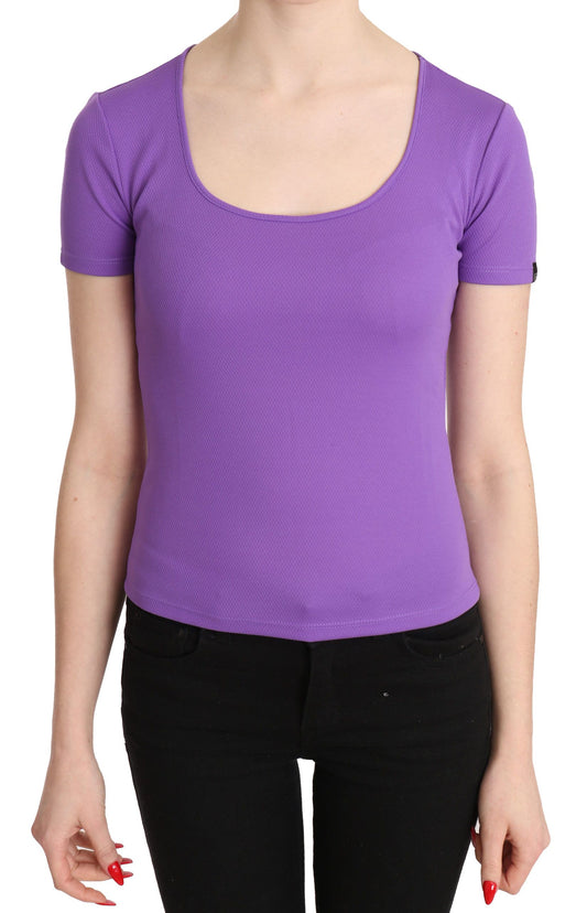 GF Ferre Purple 100% Polyester Short Sleeve Top Blouse GF Ferre