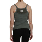 PINK MEMORIES Green Spaghetti Strap Slim Fit Casual Tank Top Blouse