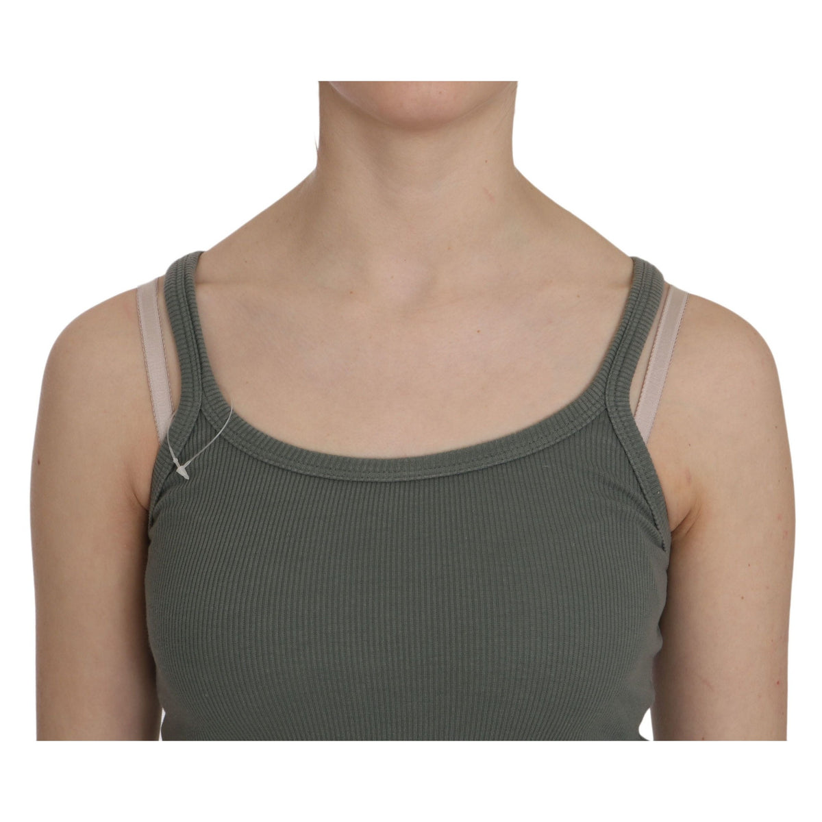 PINK MEMORIES Green Spaghetti Strap Slim Fit Casual Tank Top Blouse