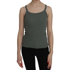 PINK MEMORIES Green Spaghetti Strap Slim Fit Casual Tank Top Blouse