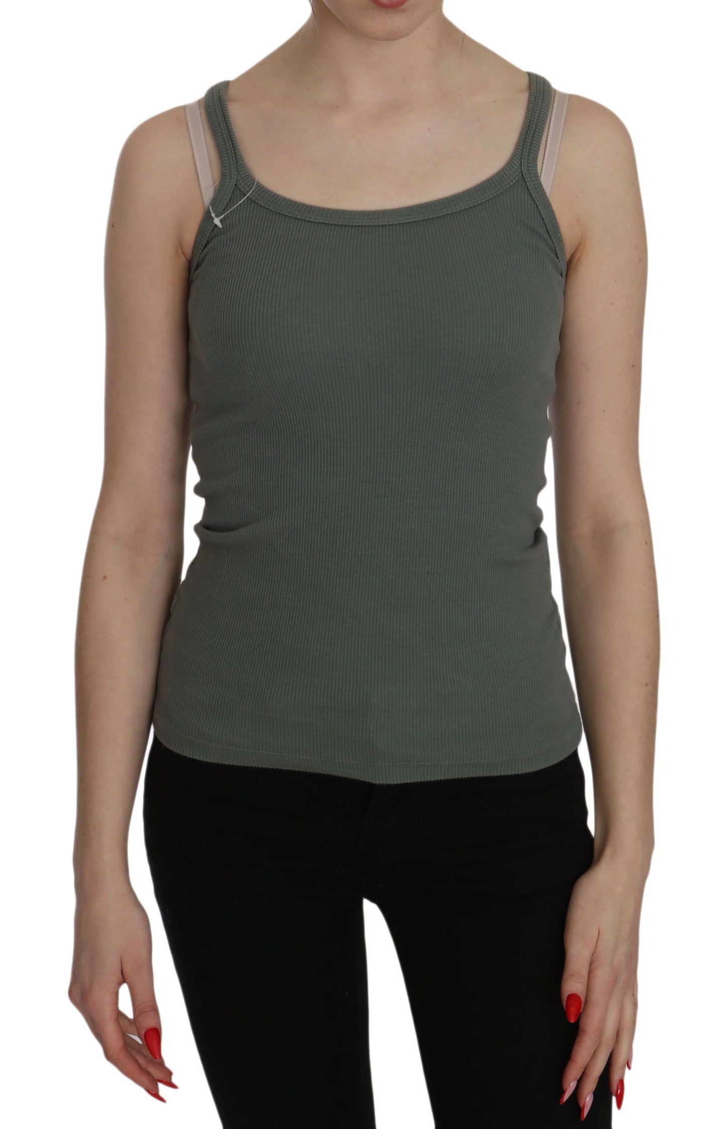 PINK MEMORIES Green Spaghetti Strap Slim Fit Casual Tank Top Blouse PINK MEMORIES