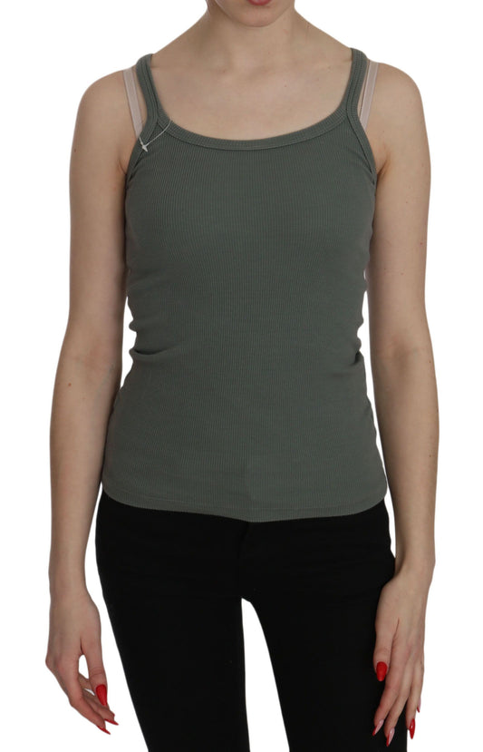 PINK MEMORIES Green Spaghetti Strap Slim Fit Casual Tank Top Blouse PINK MEMORIES