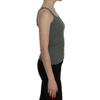 PINK MEMORIES Green Spaghetti Strap Slim Fit Casual Tank Top Blouse