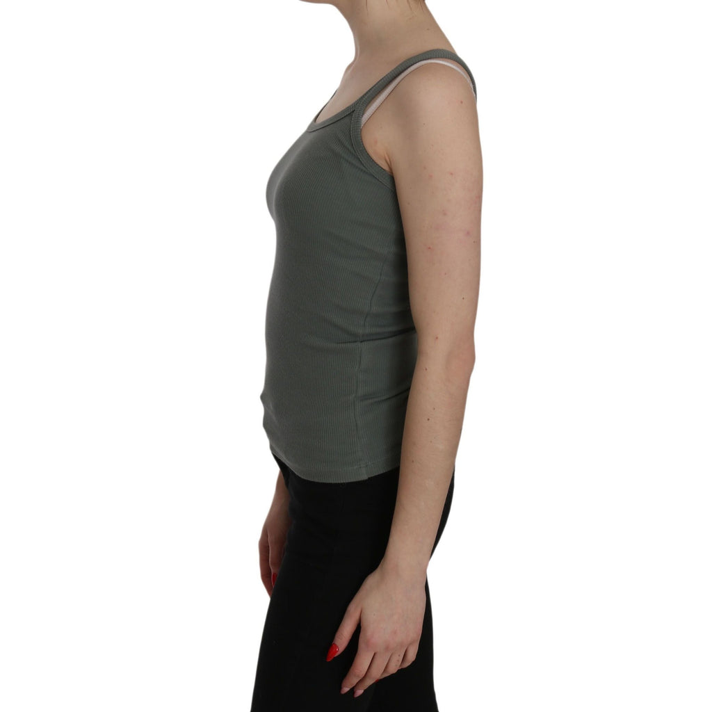 PINK MEMORIES Green Spaghetti Strap Slim Fit Casual Tank Top Blouse