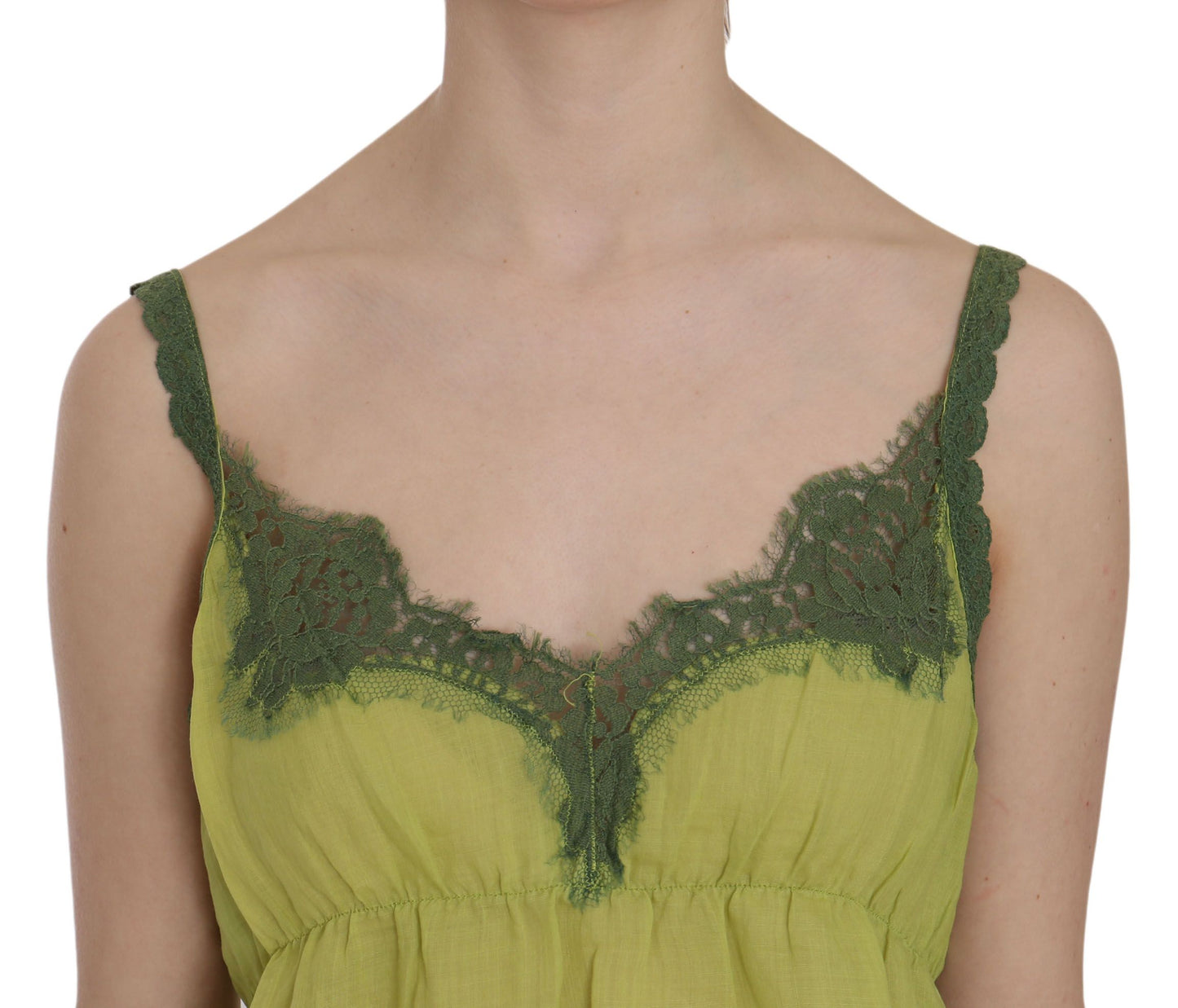 PINK MEMORIES Green Lace Spaghetti Strap Tank Top Blouse PINK MEMORIES