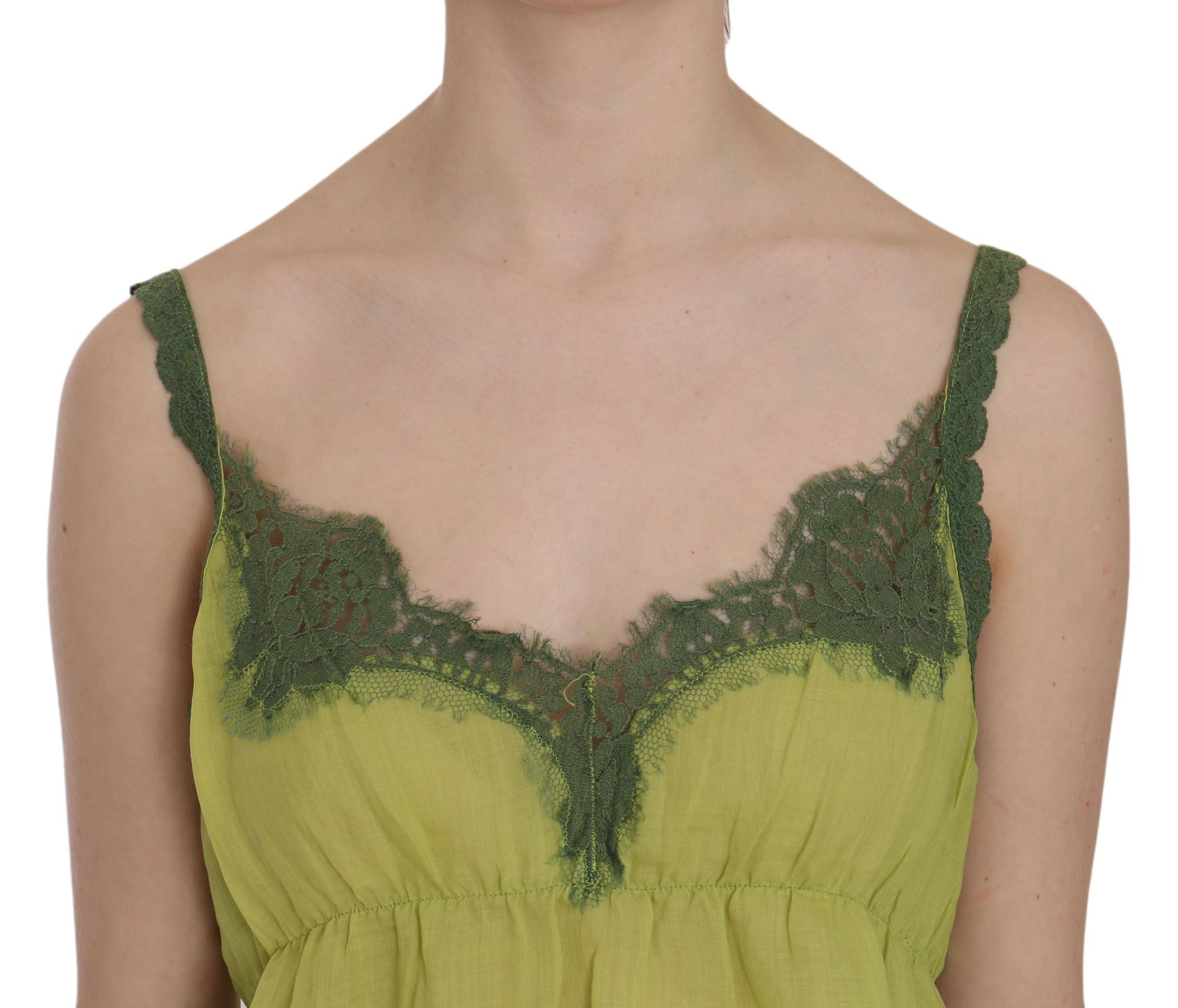 PINK MEMORIES Green Lace Spaghetti Strap Tank Top Blouse PINK MEMORIES