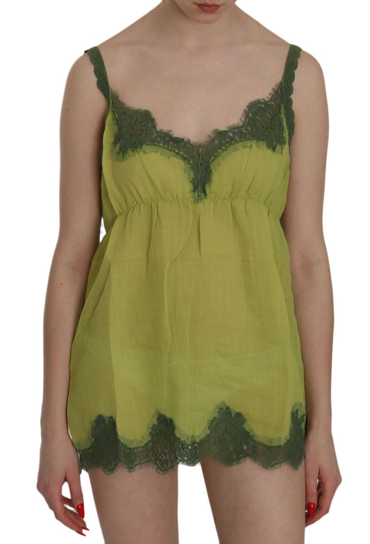 PINK MEMORIES Green Lace Spaghetti Strap Tank Top Blouse PINK MEMORIES