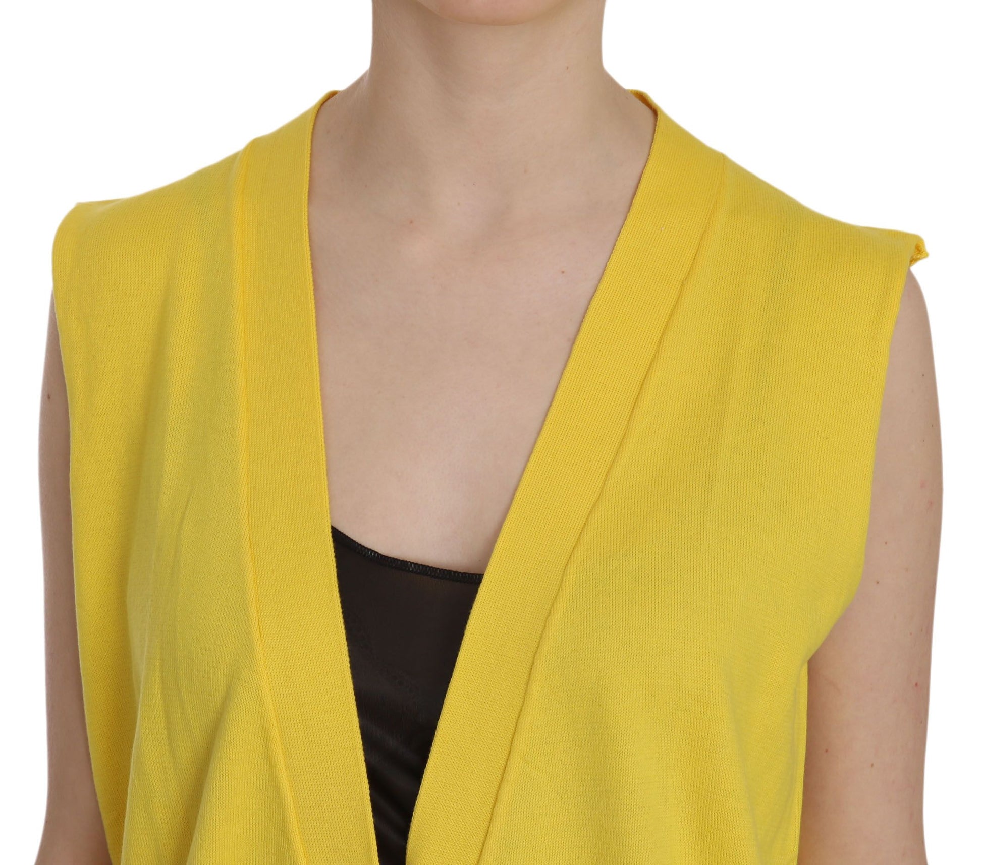PINK MEMORIES Yellow 100% Cotton Sleeveless Cardigan Top Vest PINK MEMORIES