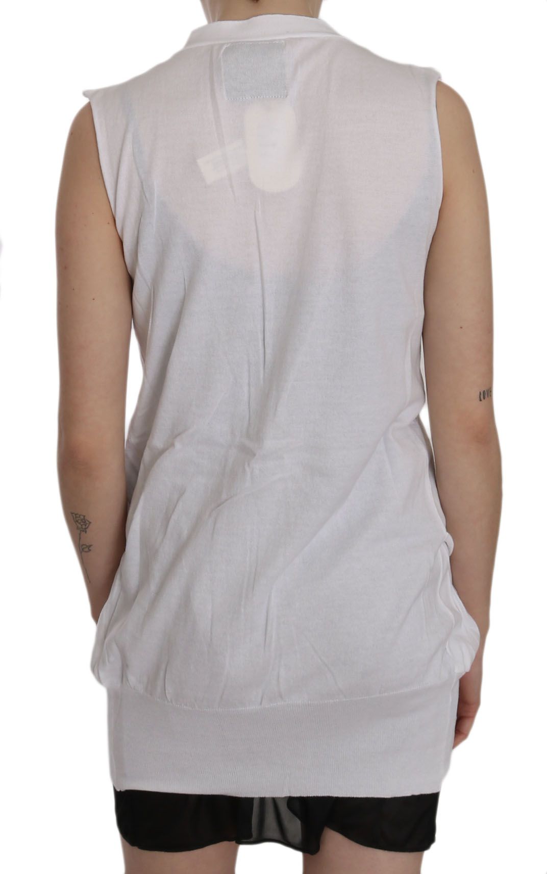 PINK MEMORIES White 100% Cotton Sleeveless Cardigan Top Vest PINK MEMORIES